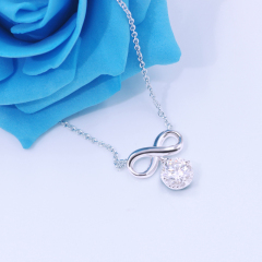 Hot  925 Sterling Silver Infinity Symbol moissanite 14k gold diamond necklace