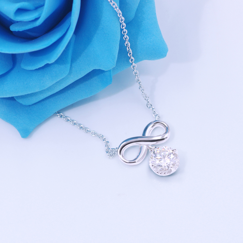 Hot 925 Sterling Silver Infinity Symbol moissanite 14k gold diamond necklace Hot 925 Sterling Silver Infinity Symbol moissanite 14k gold diamond necklace