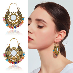 Fashion personality bohemia vintga sun flower alloy beads women earrings