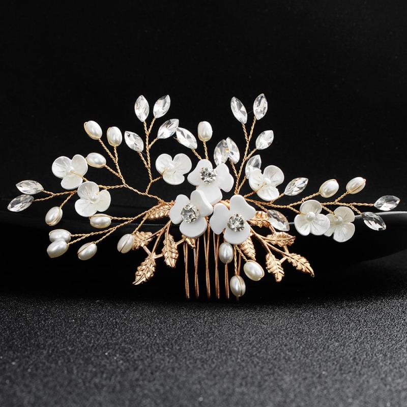 Bride Rhinestone Jewelry Pearl Hair Accessories Wedding Bridal Hair Combs