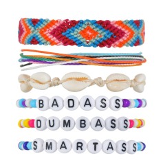 Bohemia style handmade charm jewelry women woven shell bracelet with words