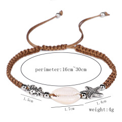 New Desgin gold shell and starfish women charm woven adjustable braided bracelet New Desgin gold shell and starfish women charm woven adjustable braided bracelet