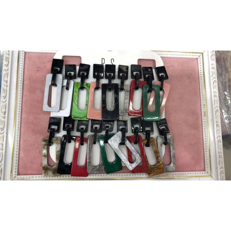 Fashionable women girls drop plain rectangle long acetate hoop earrings