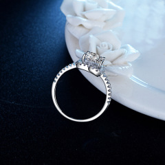 Wholesale Custom 18K White Gold Square Crystal Zircon Engagement Ring