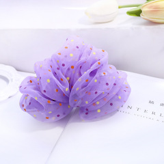 wholesale polka dot pleated cute lady silk yarn organza hair clip for girls