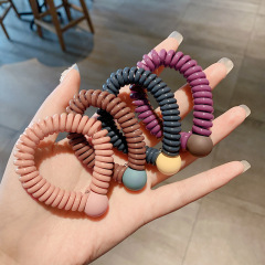 custom ins eco-friendly girl korean beads scrunchy elastic telephone cord spiraled hair ties for women custom ins eco-friendly girl korean beads scrunchy elastic telephone cord spiraled hair ties for women