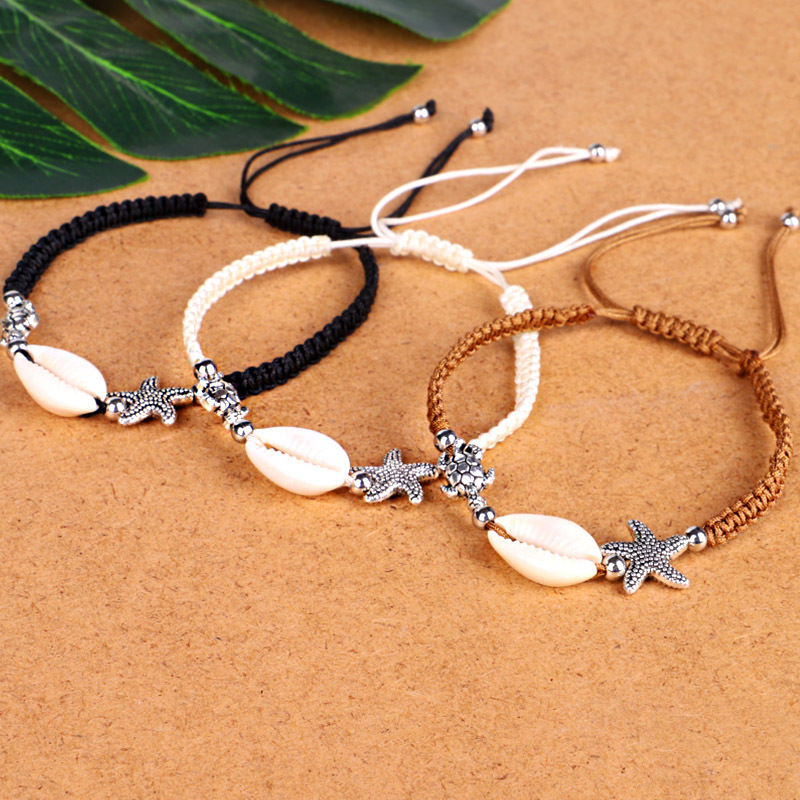 New Desgin gold shell and starfish women charm woven adjustable braided bracelet New Desgin gold shell and starfish women charm woven adjustable braided bracelet