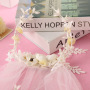 Wholesale cheap korea Rhinestone gold bridal flower white floral garland for wed Wholesale cheap korea Rhinestone gold bridal flower white floral garland for wed