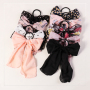 wholesale custom elastic printed flower ribbon bow hair ties for girls