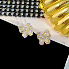 Fashion zircon S925 silver needle crystal alloy butterfly accessories earrings stud