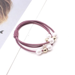 Jewelry handmade knotted rope hair tie black elastic custom elastic hair tie with pearls