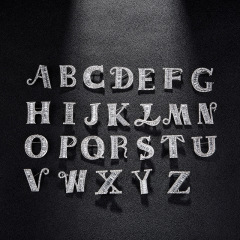 INS amazon korean fashion rhinestone alphabet letter brooch for women lady men alphabet letter
