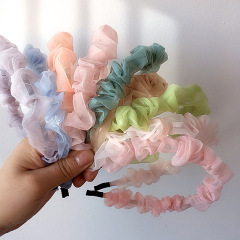Wholesale china hot sale korean new cute baby pleated organza hairbands for girls kids