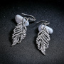 Fashion Women Gothic Jewelry Leaf Crystal Dangle Earings Antique Jewelry Silver Fashion Women Gothic Jewelry Leaf Crystal Dangle Earings Antique Jewelry Silver