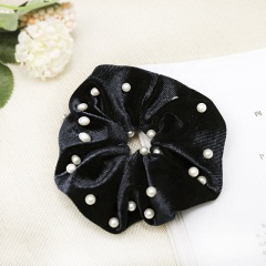 Custom multicolor velvet headdress pearl fabric spiral elastic hair tie band