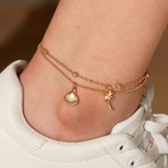Bali jewelry coconut shell gold jewelry beach ankle bracelet anklet chains sets for women