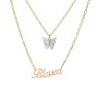 wholesale Amazon ins hot Popular two layer English Letter Butterfly necklace for women