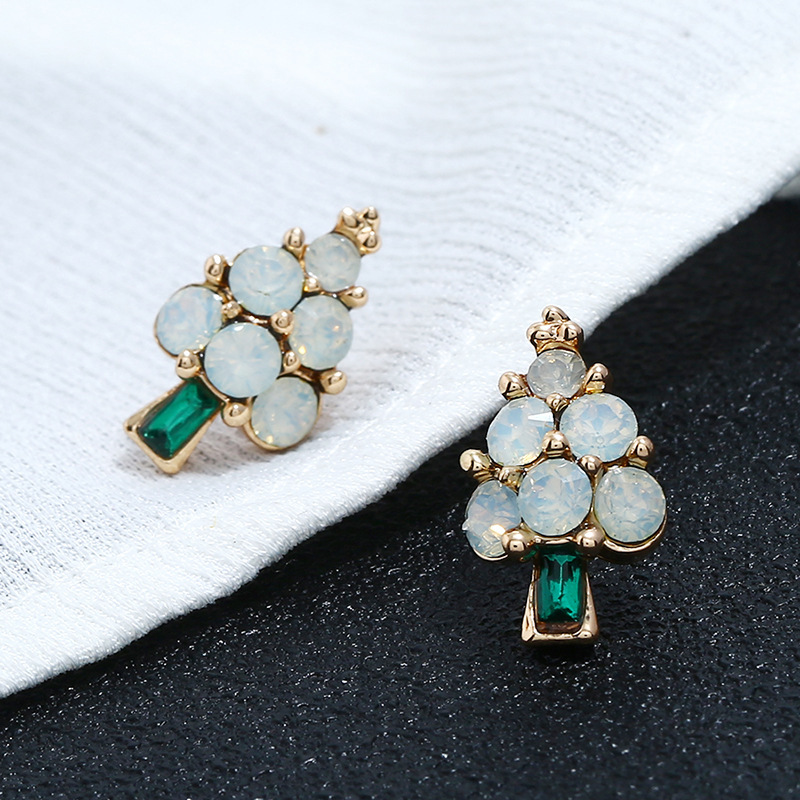 Wholesale red white women jewelry crystal alloy Christmas tree stud earrings Wholesale red white women jewelry crystal alloy Christmas tree stud earrings