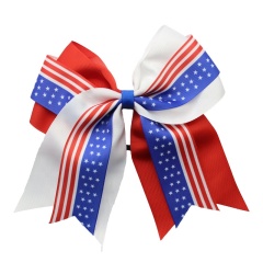 8 inch flag swallowtail hair bow tie sublimation elastic ribbon for hair ties for girls