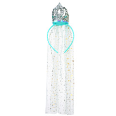 kids hair accessories guangzhou glitter lace veil hair pin princess crown hairband