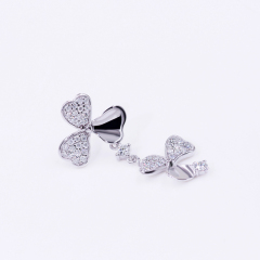 Simple clover 925 sterling silver platinum moissanite drop earrings for women