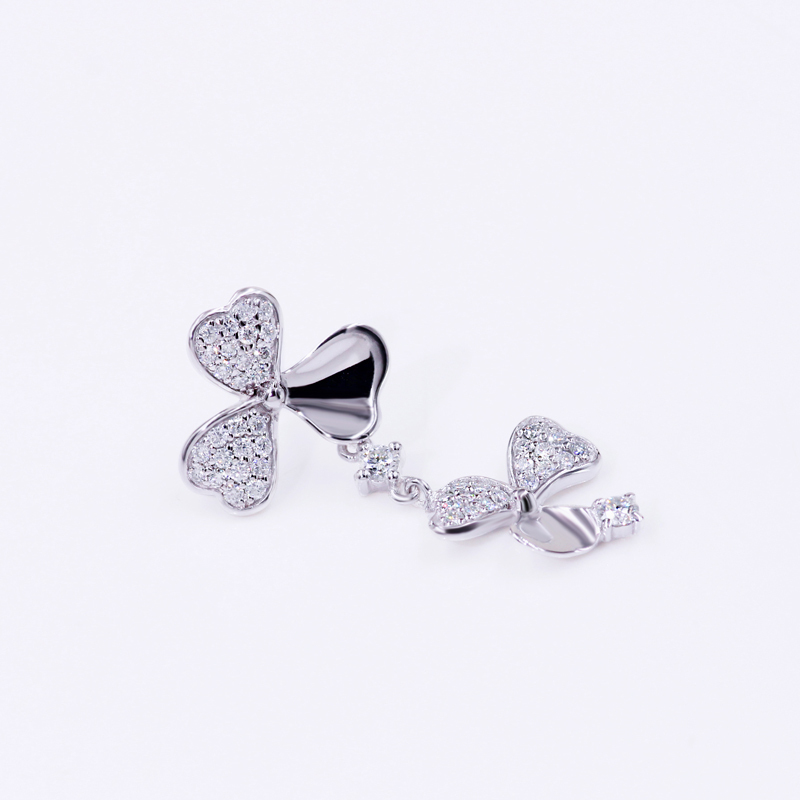 Simple clover 925 sterling silver platinum moissanite drop earrings for women Simple clover 925 sterling silver platinum moissanite drop earrings for women