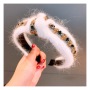 Women's Hair Accessories pompom headband Bunny Ears diamond plush hair bands Women's Hair Accessories pompom headband Bunny Ears diamond plush hair bands