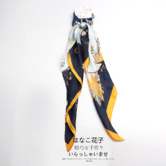 Popular hot sale long scarf print ribbon women girls bowknot Hair Scrunchies