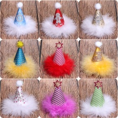 Christmas tiara snowman party hat hairpin red striped baby hair claw clips
