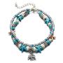fancy Ins Amazon top sell Cheap Jewelry Chain Layer Rhinestone Bangle ocean shell turtle anklets