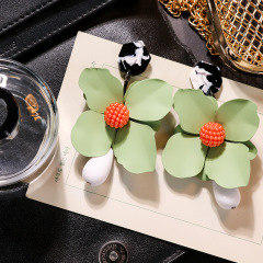 amazon ins Customized fashion green lotus flower drop Long Acrylic earring