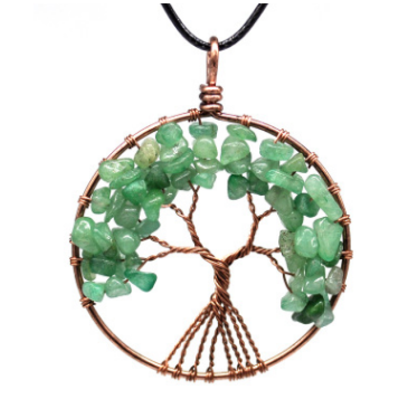 wholesale Handmade Jewelry Charms Natural crystal Stone tree of life Round Pendant Necklace for women wholesale Handmade Jewelry Charms Natural crystal Stone tree of life Round Pendant Necklace for women