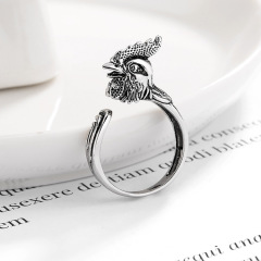 Antique Silver Women Men Jewelry Cute Pig 3D Zodiac Animal Adjustable  Ring