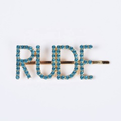 Wholesale hair clip letter english alphabet women's pearl rhinestone hairpin fine hair accessories