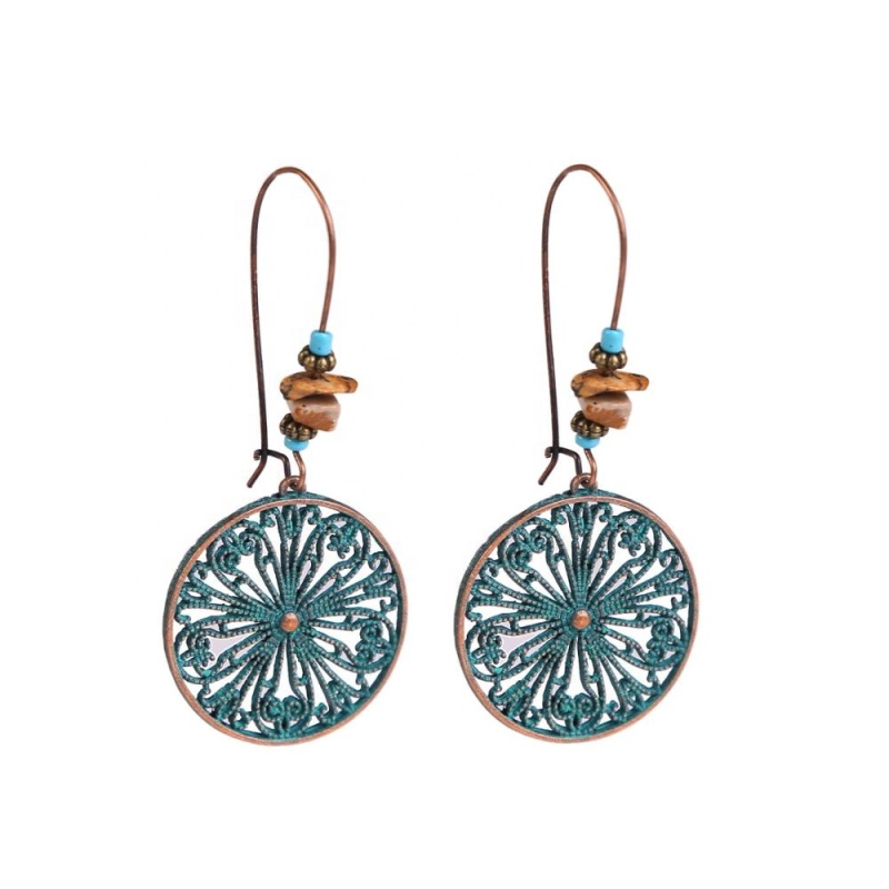 European and American Amazon explosion models bohemian turquoise earrings alloy ethnic retro hoop earrings European and American Amazon explosion models bohemian turquoise earrings alloy ethnic retro hoop earrings
