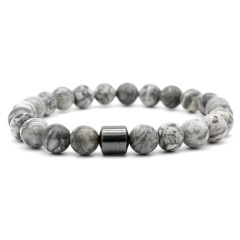 Amazon Hot Selling Custom 8mm Magnetic Charm Beads Stretch Natural Stone Lava Bead Bracelet For Couple