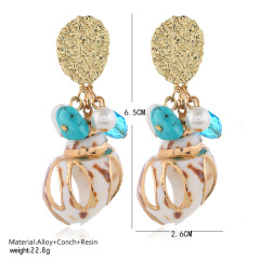 2020 new INS amazon Fashion bohemian conch women girls drop color gold plated sea shell earrings