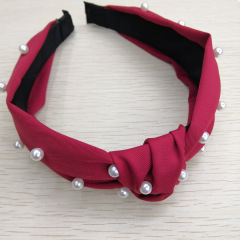 Wholesale Korea Fashion Womens Hair Accessories Custom Women Fabric Faux Pearl Headband For Girls