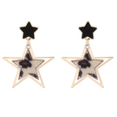 Winter fashion women geometric leopard earring accessories star plush earrings