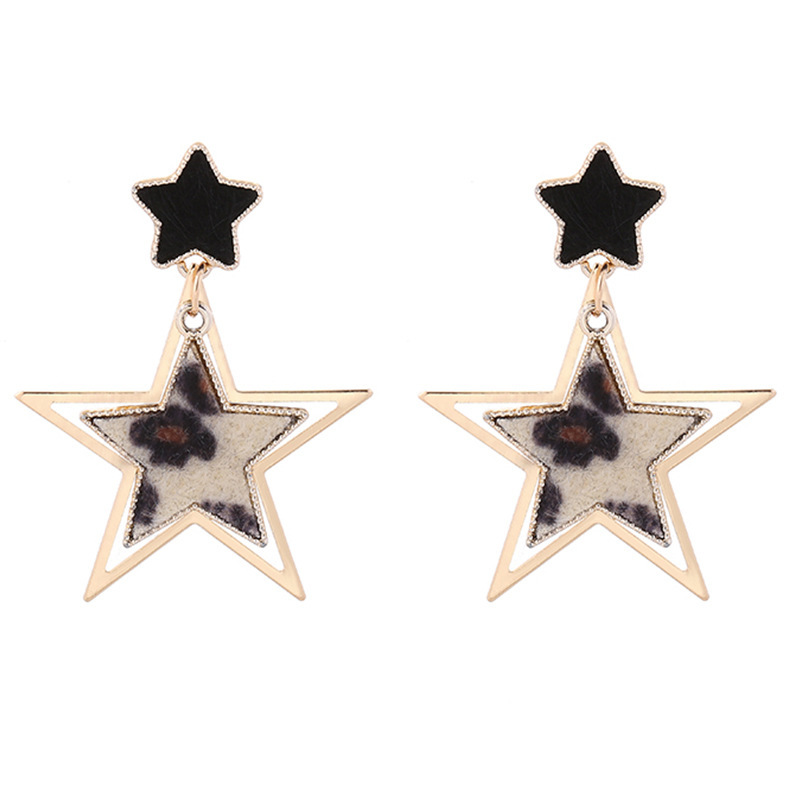 Winter fashion women geometric leopard earring accessories star plush earrings Winter fashion women geometric leopard earring accessories star plush earrings