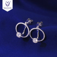 New design jewelry luxury  disc moissanite diamond circle stud earrings