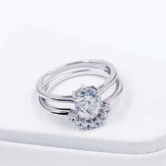 Custom 925 sterling silver platinum engagement moissanite diamond ring