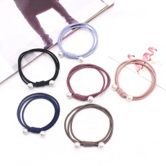 Simple pearl head rope hair tie set elastic hair band decorative hair ties with pearls