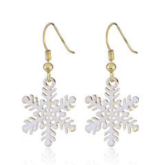 Wholesale White Alloy Paint Christmas Hollow Snowflake Earrings For Gifts Wholesale White Alloy Paint Christmas Hollow Snowflake Earrings For Gifts