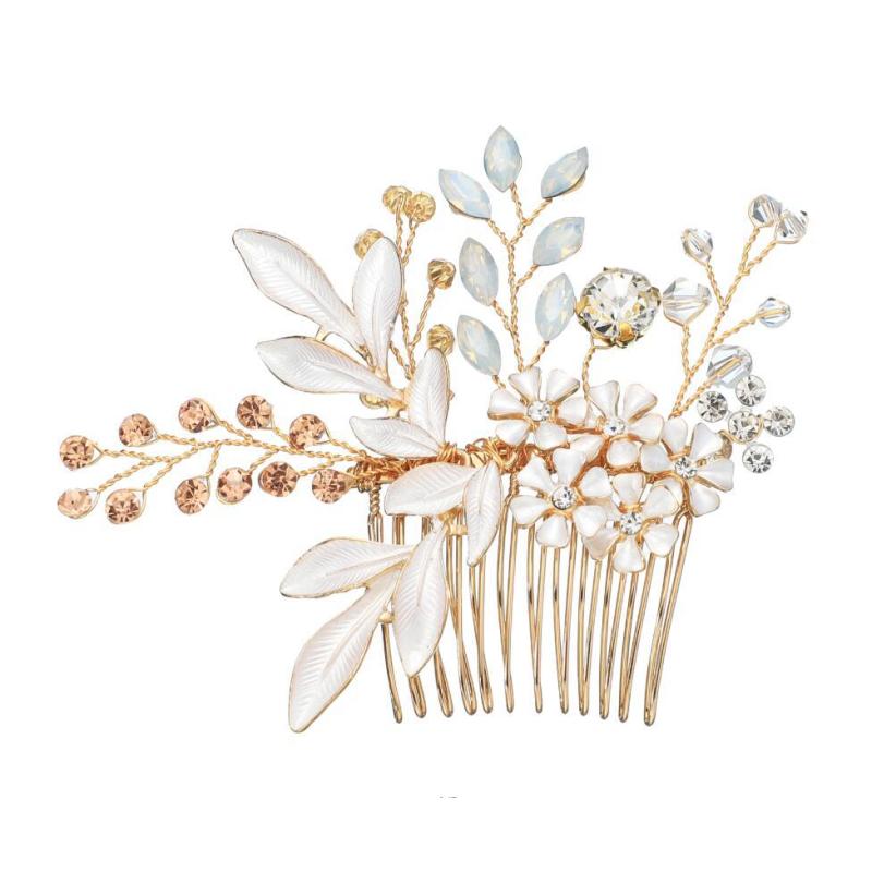 OEM Handmade rhinestone pearl flower hair band wedding bridal hair clip