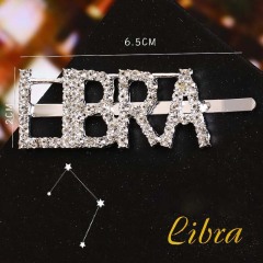 Custom Fashionable 12 constellation libra rhinestone bling bling letter words hair clips