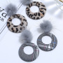 Autumn And Winter lattice circle plush fur ball eardrop earrings for women jewelry