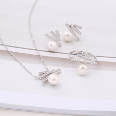 Korean fashion valentine's day christmas gift jewelry silver women pearl necklace 925