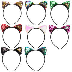 Korean sequin fabric cat ears headband girls children hair band Korean sequin fabric cat ears headband girls children hair band