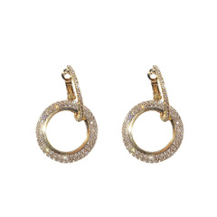 fashion vintage ins jewelry circle multi color 925 silver hanging water drop crystal earring